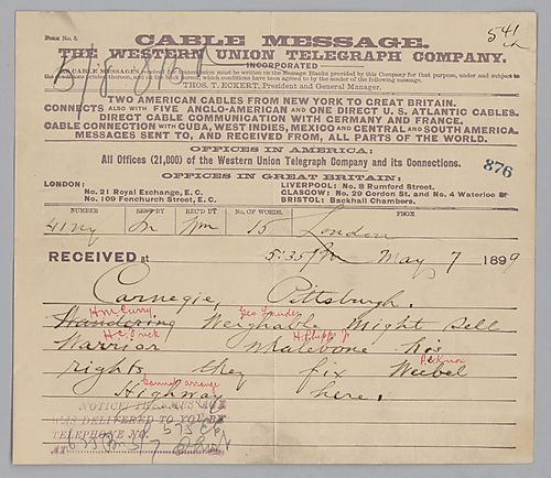 Carnegie writes from London, [England] on restructuring the company interests among the partners