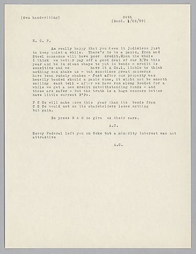 Carnegie writes on getting the company in a good financial state