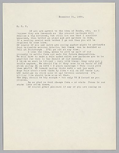 Carnegie writes from New York, [N.Y.] on meeting with Frick and Quire