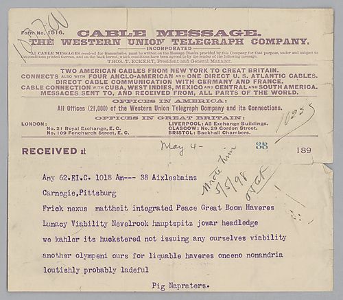 Carnegie writes on optioning the Isabella Furnace Company