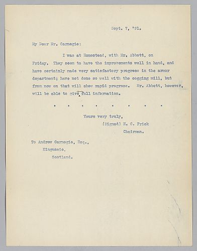 Frick writes on improvements at Homestead under Abbott