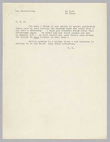 Carnegie writes on company policy to reveal the truth and on the power of public opinion