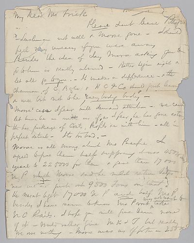 Carnegie writes on the financial troubles of Mr. Morse. In a handwritten post-script he mentions the opening of the library on September 23rd or 30th or any subsequent Saturday