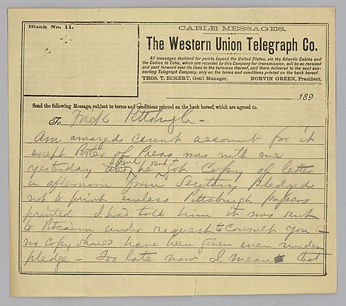 Carnegie writes on a letter leaking out valuable information