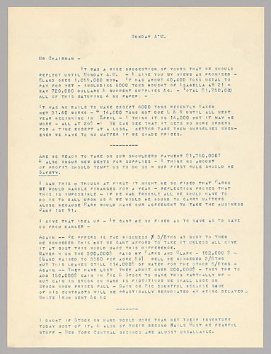 Carnegie writes on implementing safe financial measures at Eland. He goes on to detail a deal with Mr. Park and how best to proceed so as to gain advantages in the deal