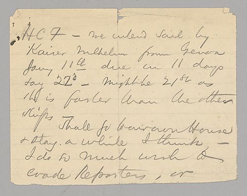 Carnegie writes of keeping a low profile to avoid reporters as he plans to meet with Kaiser Wilhelm