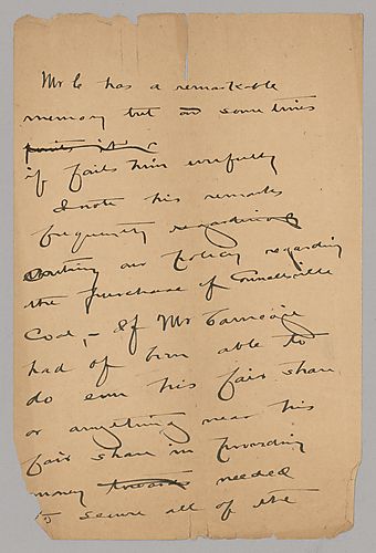 The letter describes Carnegie's failures in the Connellsville Coal endeavors