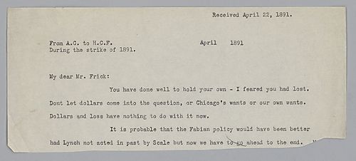 Carnegie discusses the strike and advises on how to negotiate with the workers