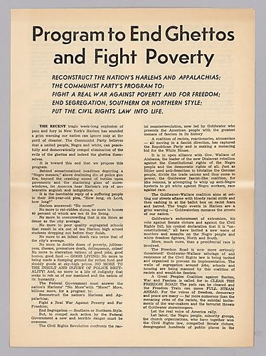 "Program to End Ghettos and Fight Poverty" Flyer