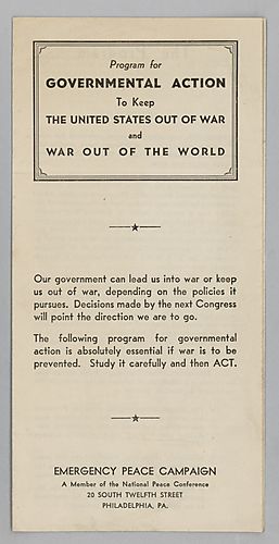 "Program for Governmental Action To Keep The United States Out of War and War Out of the World"