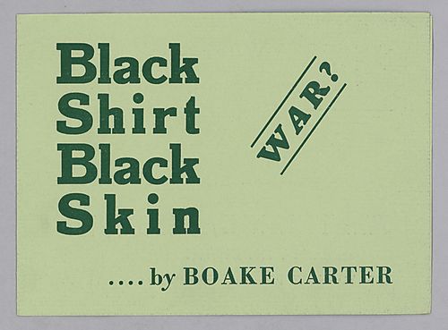 "Black Shirt Black Skin", by Boake Carter