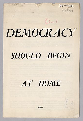 "Democracy Should Begin At Home"