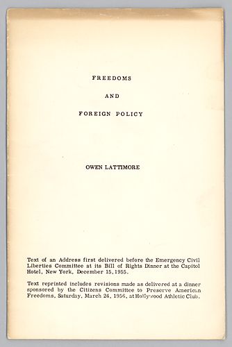 Freedoms and Foreign Policy, by Owen Lattimore