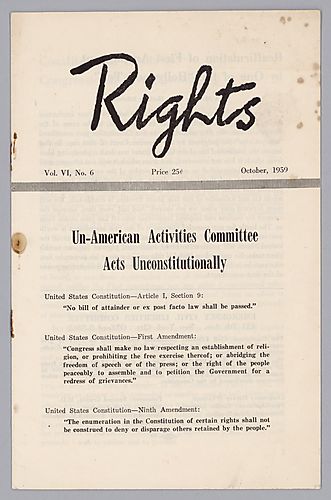 Rights, Un-American Activities Committee Acts Unconstitutionally