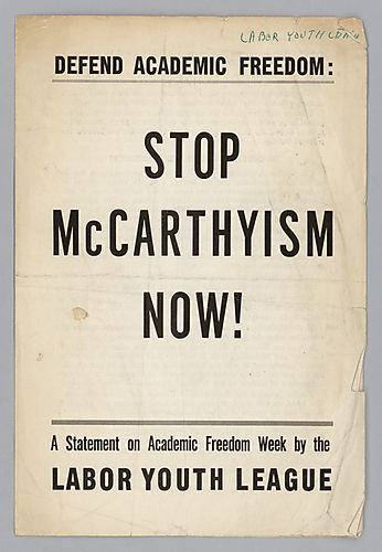 "Defend Academic Freedom: Stop McCarthyism Now!", A Statement on Academic Freedom Week by the Labor Youth League