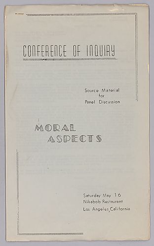 "Conference of Inquiry", Source Material for Panel Discussion