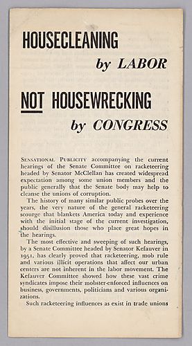 "Housecleaning by Labor, Not Housewrecking by Congress"