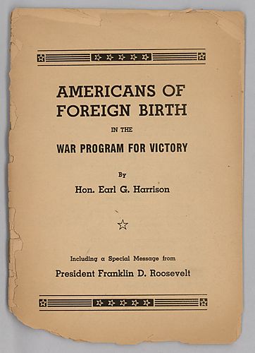 "Americans of Foreign Birth in the War Program for Victory", By Hon. Earl G. Harrison