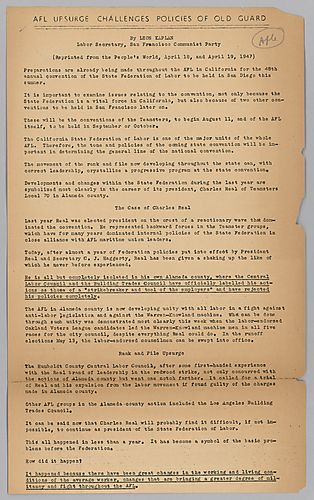 "AFL Upsurge Challenges Policies of Old Guard", By Leon Kaplan