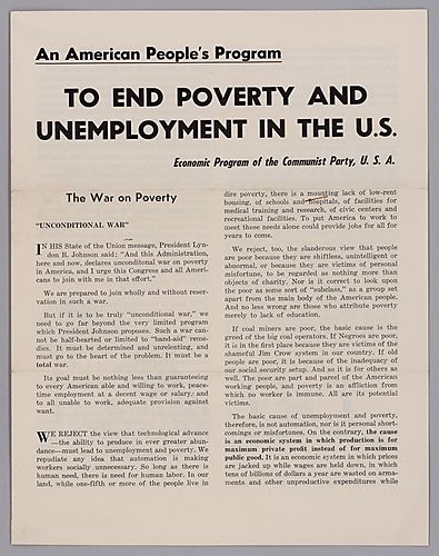 "An American People's Program to End Poverty and Unemployment in the U.S.", Economic Program of the Communist Party, U.S.A.