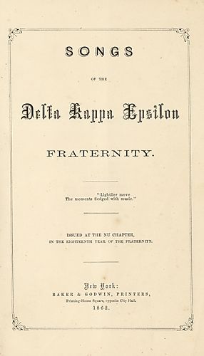 Songs of the Delta Kappa Epsilon Fraternity