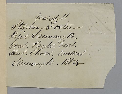 Inventory of Foster's personal possessions