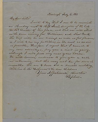 To his sister, Ann Eliza