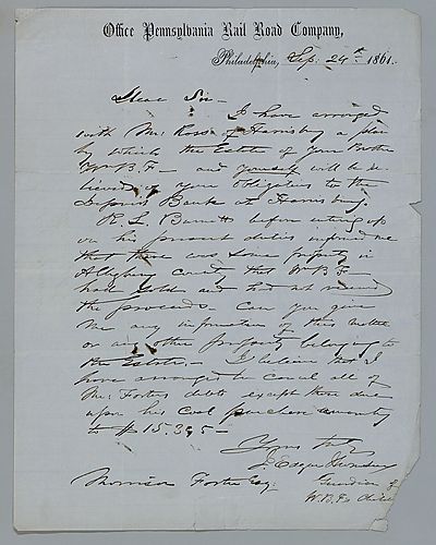 Settlement between bank of Harrisburg and the estate of William B. Foster, Jr.