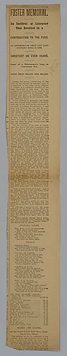 "Foster Memorial: an incident at Lancaster that resulted in a contribution to the fund"