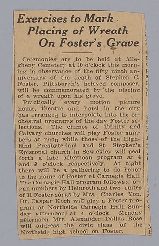 "Exercises to Mark Placing of Wreath on Foster's Grave"