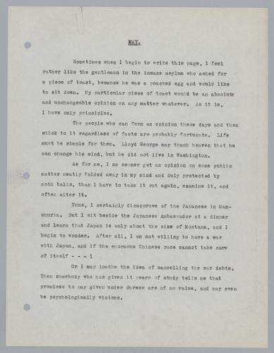"Thoughts" column [Manuscripts and Notes]