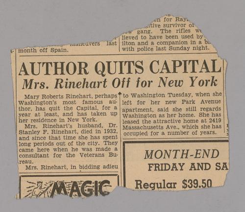 Articles about Mary Roberts Rinehart