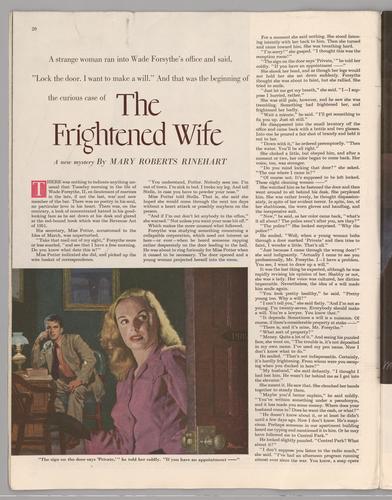 "The Frightened Wife" - first of four parts - in The Saturday Evening Post vol. 225 no. 33