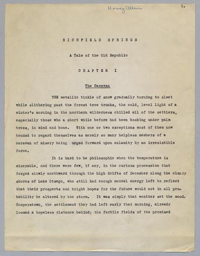 Richfield Springs: Typed Draft for Curtis Brown Ltd. (Chapters 1-4)