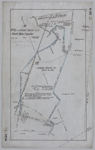 Plan showing McKee and Cooper tracts of the Arnold Mine properties
