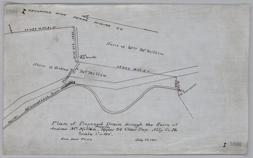 Plan of proposed drain through the heirs of Andrew McMillin property