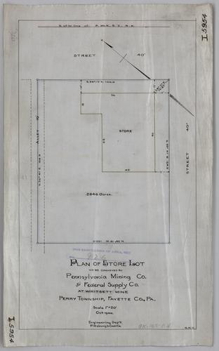 Plan of store lot to be conveyed by Pennsylvania Mining Co. to Federal Supply Co. at Whitsett Mine