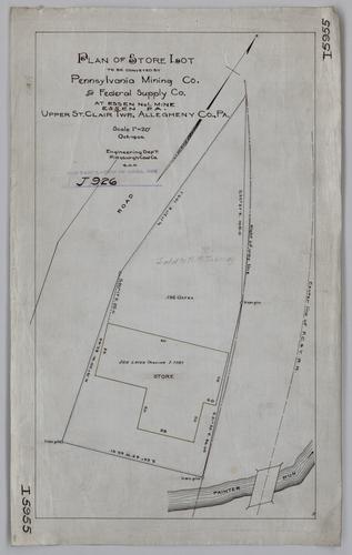 Plan of store lot to be conveyed by Pennsylvania Mining Co. to Federal Supply Co. at Essen No. 1 Mine