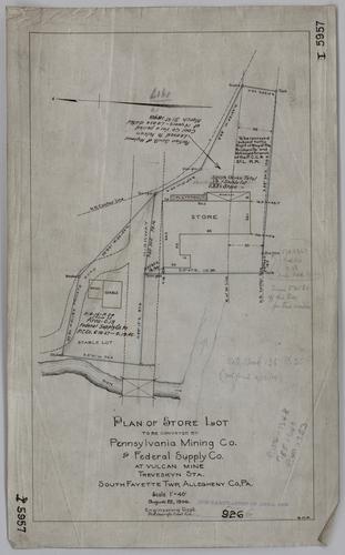 Plan of store lot to be conveyed by Pennsylvania Mining Co. to Federal Supply Co. at Vulcan Mine