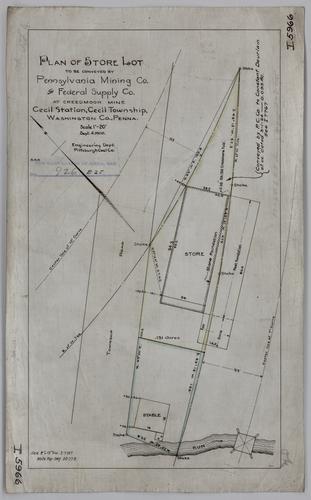 Plan of store lot to be conveyed by Pennsylvania Mining Co. to Federal Supply Co. at Creedmore Mine