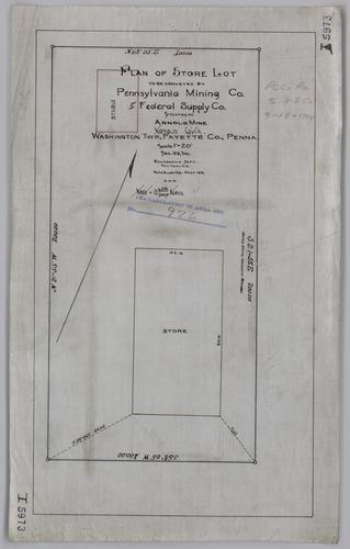 Plan of store lot to be conveyed by Pennsylvania Mining Co. to Federal Supply Co. at Arnold Mine