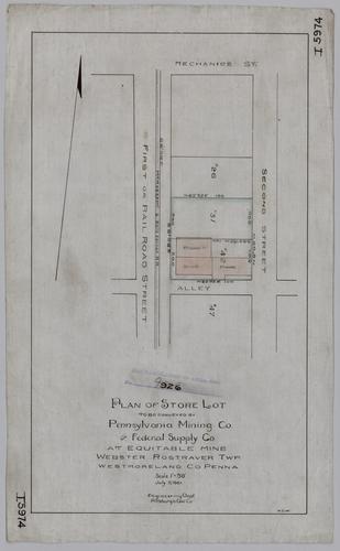 Plan of store lot to be conveyed by Pennsylvania Mining Co. to Federal Supply Co. at Equitable Mine