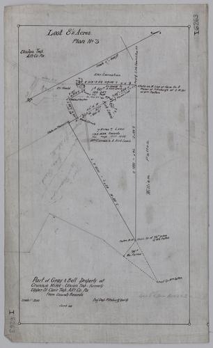 Plan showing part of Gray and Bell property at Crunnie Mine