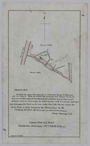 Plan of lot purchased from Samuel Smith by George W. Anderson