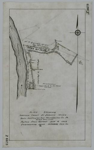 Plan showing surface tract at Eureka Mine