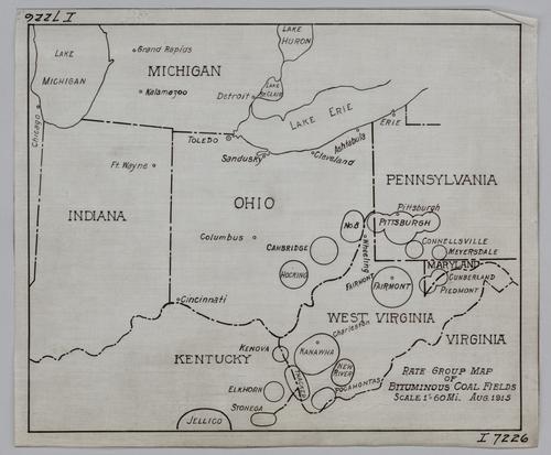 Rate group map of bituminous coal fields