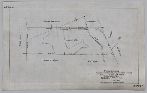 Plan showing right of way for traveling road across William C. Wilson farm at Partridge Mine