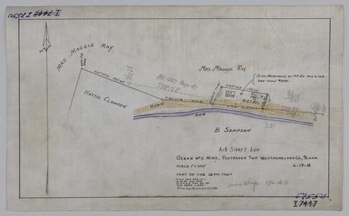 Plan showing air shaft lot at Ocean No. 5 Mine