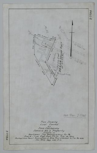 Plan showing coal owned by Sam Obsharsky at Somers No. 2 Mine