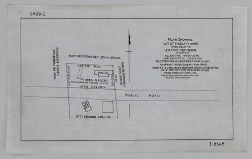 Plan showing lot at Fidelity Mine to be sold to Anton Oberman